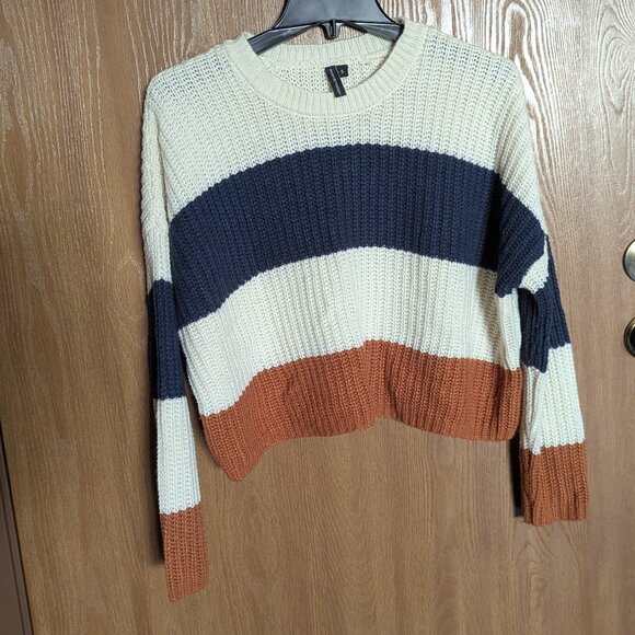 moon & madison Striped Cropped Sweater, S - Picture 1 of 5